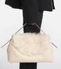 T-Lock Large shearling-trimmed shoulder bag