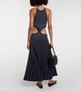 Tam striped cutout wool and silk maxi dress