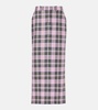 Plaid wool midi skirt