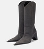 Bridge leather knee-high boots