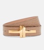 Double T croc-effect leather belt