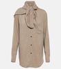 Scarf-collar mélange shirt