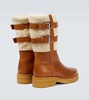 Shearling-trimmed leather boots