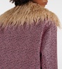 Faux fur-trimmed embellished jacket