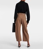 Mid-rise cashmere-blend wide-leg pants