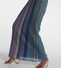 Striped ribbed-knit lamé maxi skirt