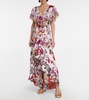 Floral ruffled silk wrap dress