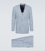 Striped double-breasted linen suit