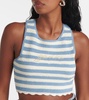 Striped cotton crochet crop top