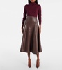 High-rise faux leather midi skirt