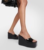 Patent leather platform wedge mules