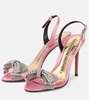 Crystal-embellished satin slingback sandals