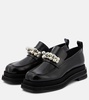 Embellished leather platform loafers