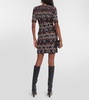 zigzag-embroidered wool-blend dress