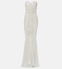 Ruched metallic gown