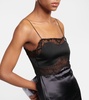 Lace-paneled satin slip dress