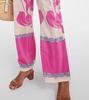 Printed high-rise silk wide-leg pants