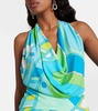 Draped halterneck printed top