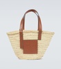 Leather-trimmed basket bag