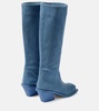 Blondine denim knee-high boots