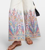 Printed cotton-blend wide-leg pants