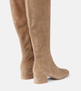 Rolling suede over-the-knee boots