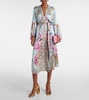 Embellished floral silk satin robe