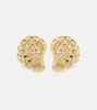 Large Nautilus Shell 14kt gold earrings with diamonds