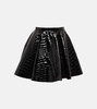 Pleated croc-effect miniskirt