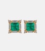 18kt gold earrings with green emeralds and diamonds