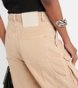 High-rise wide-leg denim cargo pants