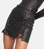 Hinge-seam leather miniskirt