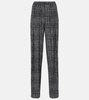 Pleated plaid wide-leg pants