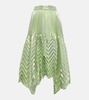 Pleated silk-blend midi skirt