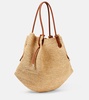 By My Side leather-trimmed raffia tote bag