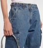 Wide-leg denim cargo pants