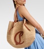 By My Side leather-trimmed raffia tote bag