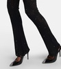 Embellished high-rise flared lace pants