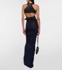 Draped stretch jersey maxi skirt