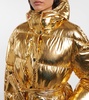 Metallic belted down parka