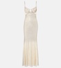 Bridal embellished mesh-trimmed gown