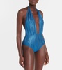 Jacquard halterneck swimsuit