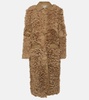 Curly shearling lamb long coat