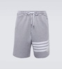 4-Bar striped seersucker cotton shorts