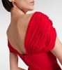 Pleated off-shoulder chiffon gown