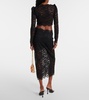 Floral lace midi skirt