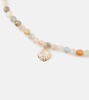 Clam Shell Small 14kt gold necklace with diamonds and morganite