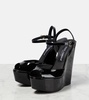 Patent leather wedge sandals