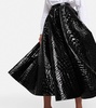 Croc-effect midi skirt