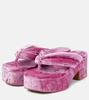 Velvet platform thong sandals